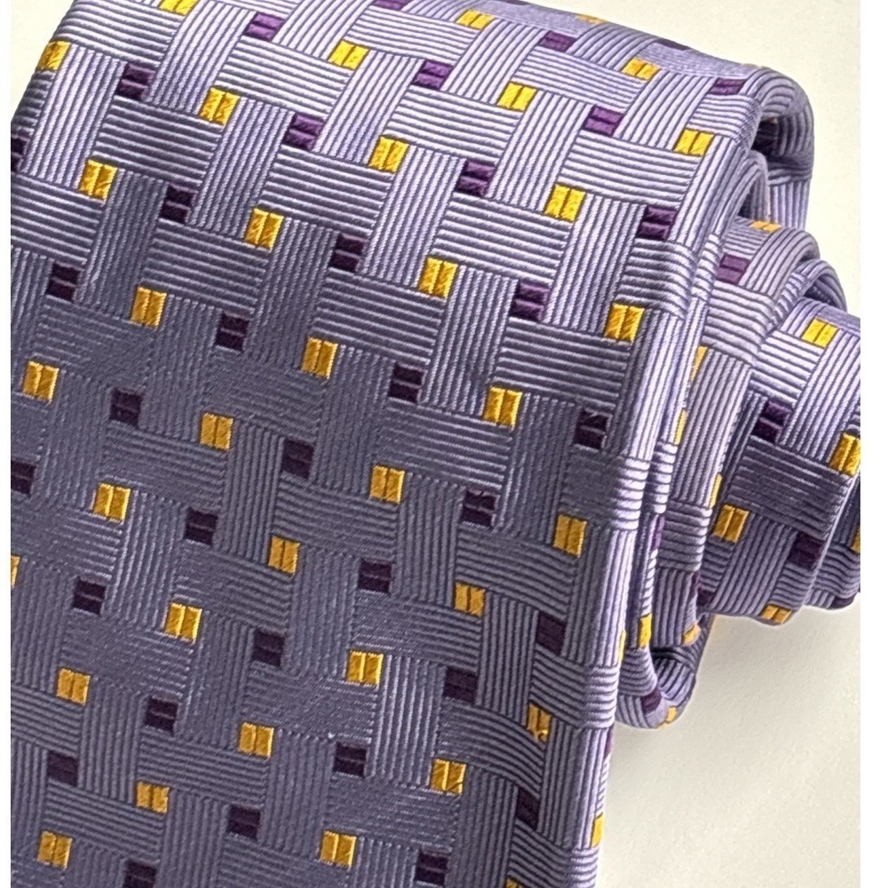 Barneys New York Tie 60" Purple Basketweave Jacquard Silk Professional Luxury